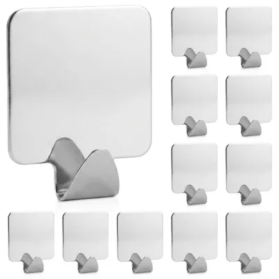 Produktbild von Storage Solutions | Klebehaken 12er Set - Edelstahl Wandhaken - Silber - ohne Bohren