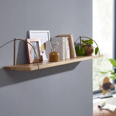 Produktbild von FineBuy Wandregal Mango Massivholz / Metall 120 cm Hängeregal Industrial Design Schweberegal Regal Hängend Wohnzimmer Bücherregal Wand