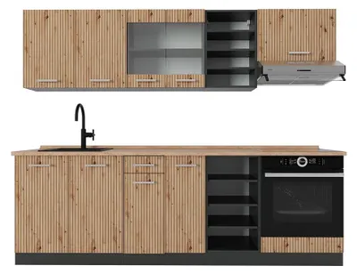 Produktbild von Küchenzeile Vicco R-Line Artisan Eiche/Anthrazit 240 cm , AP Eiche, Model 48964