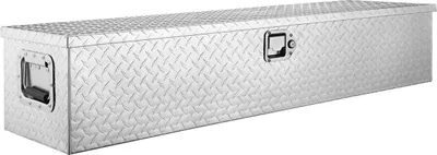 Produktbild von Hochbelastbare Aluminium-Werkzeugkiste für Ladeflächen, Werkzeugkiste mit Riffelblech, Seitengriff und Schlüsseln, Aufbewahrungsbox für Pickups, Ladeflächen, Wohnmobile, Anhänger, 48" x 15" x 15", silberfarben