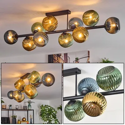 Produktbild von Cesaro Deckenlampe aus Metall/Glas in Schwarz/Blau/Grün/Goldfarben
