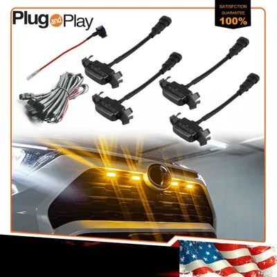 Obrázek produktu pro 4ks / set Grille led světla Kit Black Case Yellow Light for 201-2021 Rav4 Smoky black
