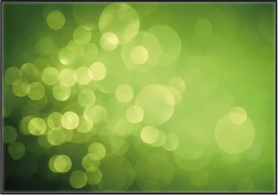 Produktbild von Wallario Wandbild Abstrakte grüne Kreise  grüne Lichtpunkte, Größe: 70,30 x 100,30 cm, Poster mit schwarzem Aluminiumrahmen