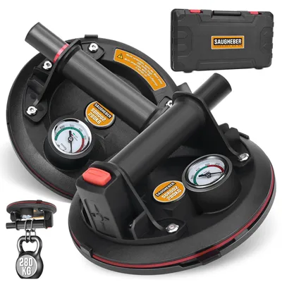 2er-Set 8-Zoll-Saugheber mit Manometer, Tragkraft 280 kg