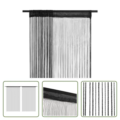 Image de The Living Store Rideaux à fils 2 pcs. 140 x 250 cm Noir