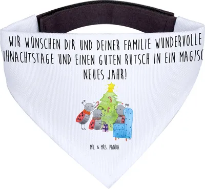 Produktbild von Mr. & Mrs. Panda Bandana Weihnachten Smörle - Weiß - Geschenk, Halstuch Für Hunde, Hund, Hundehalstuch, Weihnachtsbaum, Tannennadeln, Pfefferminzstange, Dreieckstuch