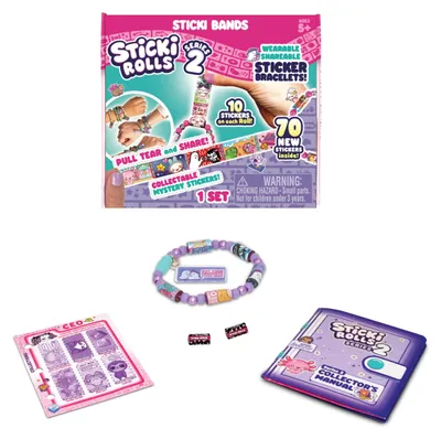 Obrázek produktu pro STICKI ROLLS Sky Castle Sticki Bands, série 2, přenosný a rozdělitelný náramek s nálepkami, 70 mini nálepek, styly