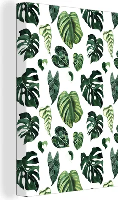 Produktbild von OneMillionCanvasses® - Leinwandbilder - 90x140 cm, Tropisch - Blätter - Grün, Wandbilder Kunstdruck Wanddekoration - Wandschmucke - Schlafzimmer