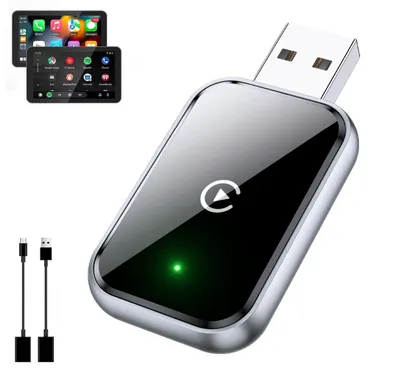 Produktbild von Wireless CarPlay Adapter, 2-in-1 Wireless CarPlay für iOS & Android Auto, verbesserte Konvertiten, kompatibel mit Autos ab 2016, iOS 10+ / Android 11+