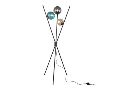 Produktbild von Trio Leuchten Stehleuchte Lance, Metall Schwarz matt, Glas multicolor, exkl. 3x E14