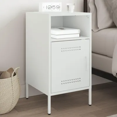 Image de vidaXL Table de nuit blanc 36x39x68 cm acier