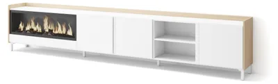 Immagine prodotto di Mobili TV effetto legno Bianco Rovere 315x35x61cm camino effetto fuoco