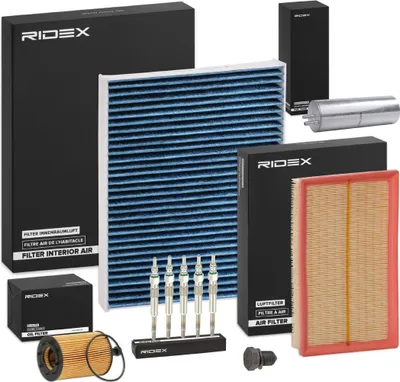 Produktbild von RIDEX Inspektionspaket Filterset für VW Transporter V Bus (7HB, 7HJ, 7EB, 7EJ, 7EF, 7EG, 7HF, 7EC) Multivan V (7HM, 7HN, 7HF, 7EF, 7EM, 7EN)