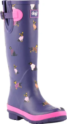 Obrázek produktu pro Lazy Dogz - Dámské gumové holínky "Harper", psí vzor GS227 (39 EU) (modré)
