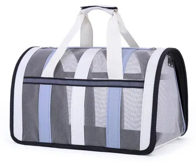 Immagine prodotto di Borsa trasportino per animali domestici, pieghevole, traspirante, azzurra, 40x27x24 cm