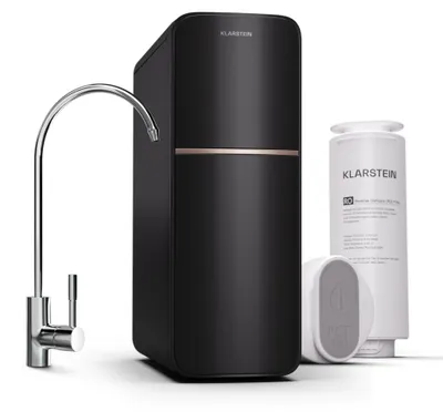 Produktbild von Klarstein Osmose-Wasserfilter-System für Umkehrosmose, 400GPD Untertisch Wasserfilter-System für Trinkwasser, 5-Stufen-Filtration, 2 Filter, Erreicht 99,99% Reinheit, Schnelle RO-Umkehrosmoseanlage