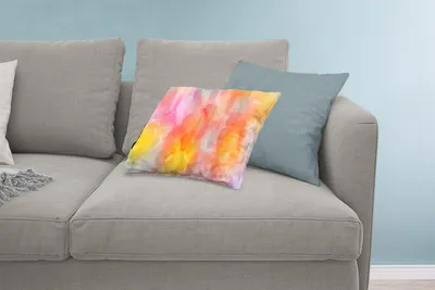 Produktbild von MuchoWow® Zierkissen Sofakissen Wohnzimmer Dekokissen 60x40 cm Aquarell - Rosa - Gelb - Orange - Kopfkissen - Polster mit Foto