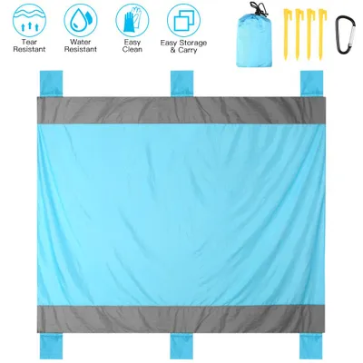 Produktbild von Wasserabweisende Stranddecke mit Ecktaschen, Heringen, sandabweisende Picknickdecke für Reisen, Camping und Wandern