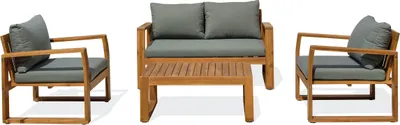 Image de Salon de jardin bas 4 places en bois d'