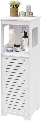 Immagine prodotto di Mobile da bagno - Mobile indipendente - 4 ripiani - 1 anta - PVC - 28×25×90 cm - 2,5 kg per ripiano - Bianco