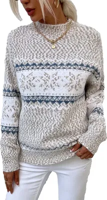 Produktbild von ASKSA Damen Weihnachten Pullover Strickpulli Hohem Kragen Langarm Jumper Sweater, A Aprikose, M