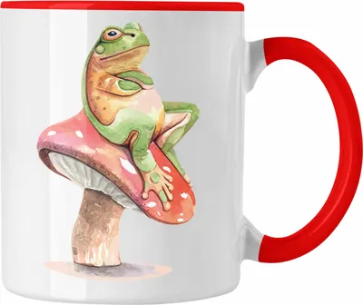 Produktbild von Trendation - Frosch Pilz Tasse Grafik Geschenk Lustig (Rot)