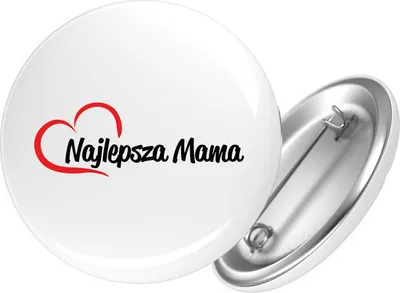 Produktbild von Huuraa Button Najlepsza Mama Serce 59mm rund mit Sicherheitsnadel Ansteckbutton Geschenkidee