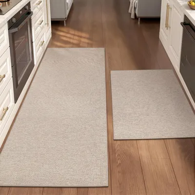 2er-Pack Küchenläufer rutschfest waschbar 61x92+61x183 cm Beige