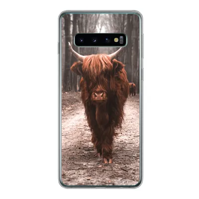 Produktbild von MuchoWow® Handyhülle Schutzhülle Hülle für Samsung Galaxy S10 Schottischer Hochländer - Wald - Kuh - Tiere - Natur Silikon Softcase Handy Hülle - Handytasche
