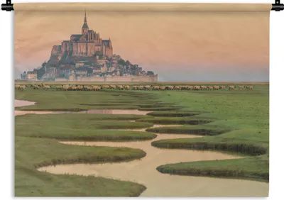 Produktbild von MuchoWow® Wandteppich Wandbehang Schloss - Wasser - Frankreich 90x67.5 cm Tapisserie Dekoration Wandtuch - Fototeppich - Wand-Skulpturen