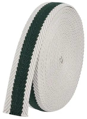 Productafbeelding van Singelband Donkergroen - Polyester/Katoen - 9,14 m Lengte - 32 mm Breedte - 3 mm Dikte - Gestreept voor Naaien - Stoflint