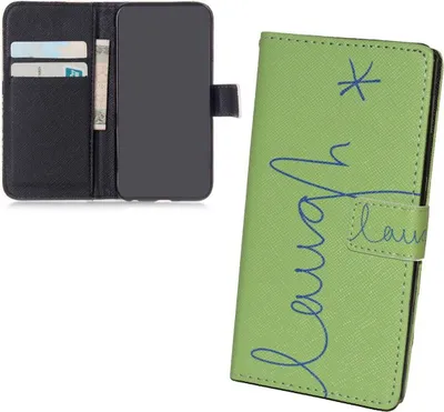 Produktbild von Handyhülle Tasche für Handy Sony Xperia M5  Schriftzug Lachen Grün
