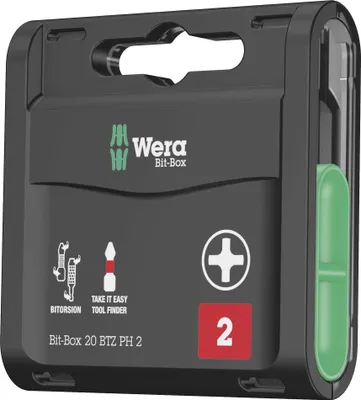 Immagine prodotto di Wera bit box - bit per cacciavite - 20 pezzi - phillips - PH2 - esagono incassato