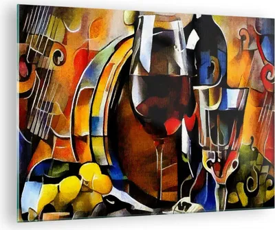 Produktbild von Bilder auf glas - Wein Abstraktion - 70x50cm - Glasbilder - Wandbilder - Kunstdruck - zum Aufhängen bereit - Wanddekoration aus Glas - Glas Bilder - Wandbild auf Glas - Einteilig - GAA70x50-3477
