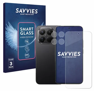 Produktbild von 3x Savvies Schutzglas Folie für Xiaomi 15T Pro (Display+Kamera) 9H Panzer Schutzfolie Glas Displayschutz klar transparent