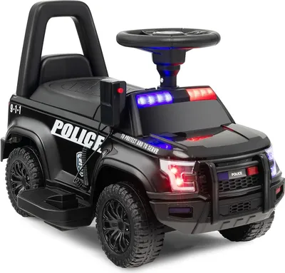 Immagine prodotto di COSTWAY 6V auto elettrica della polizia per bambini, auto per bambini con megafono e luce di avvertimento, auto elettrica con pedali, per bambini a partire dai 18 mesi di età