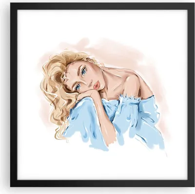 Produktbild von Gerahmtes Poster - Schwarzer Rahmen - Nachdenklich Frau Blond - 40x40 cm - Wand Bild - Wanddeko - Wandbilder - Kunstposter - Wandposter - Bilderrahmen - Bilder - Kunstdruck - P2BAC40x40-5083
