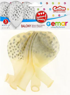 Zdjęcie produktu dla Balony Premium Hel "Srebrne Konfetti" - przezroczyste 13"/ 5 szt. Idealne na każdą okazję! Zaskocz swoich gości wyjątkowym wystrojem!