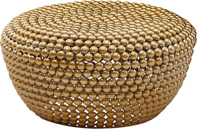 Produktbild von Couchtisch Aluminium Gold 60x60x30 cm Wohnzimmertisch Metall Rund, Designer Sofatisch Alu Orientalisch, Runder Kaffeetisch Klein