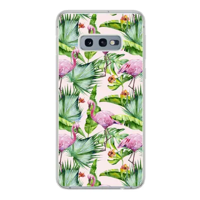 Produktbild von MuchoWow® Handyhülle Schutzhülle Hülle für Samsung Galaxy S10e Flamingo - Pflanzen - Muster Silikon Softcase Handy Hülle - Handy