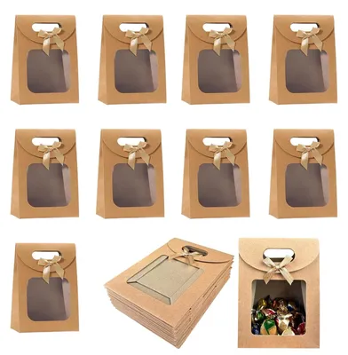 Obrázok produktu pre 20 darčekových vrecúšok z kraftpapieru s okienkom