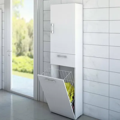 Image de Aryanne - Armoire Polyvalente 2 Portes, 45x195h cm Blanc, 2 Étagères Italy