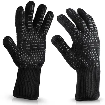 Immagine prodotto di Guanti da forno per barbecue - Guanti per grigliate - Guanti resistenti al calore - Guanti per barbecue - Resistenti al calore fino a 800 °C - Neri - Confezione da 2 pezzi