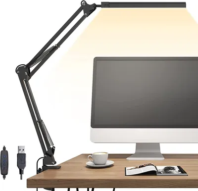 Produktbild von LED Schreibtischlampe, Tischlampe, Aluminium Klemmleuchte, 10W 3 Farbtemperaturen 10 Helligkeiten,Schwenkbare Schreibtisch Arbeitsleuchte