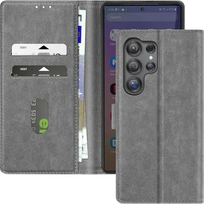 Immagine prodotto di Avizar, custodia in ecopelle con funzione di supporto per Samsung Galaxy S25 Ultra, grigio