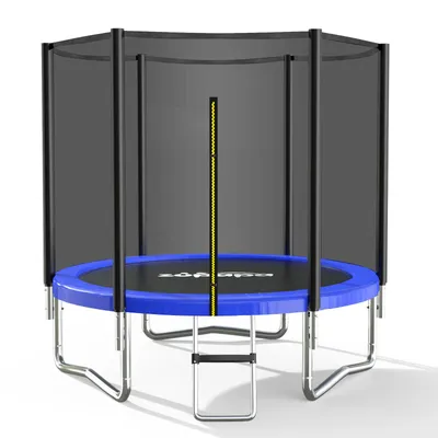 Produktbild von Zupapa Trampolin Outdoor, Trampoline 183/244/307/366cm, Kindertrampolin mit Sicherheitsnetz und Rutschfester,Leiter für Kinder und Erwachsene