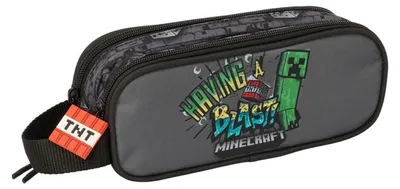 Produktbild von Safta Double Minecraft Graffiti Mäppchen Grau Mann Grau One Size