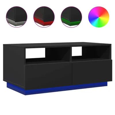 Produktbild von Couchtisch mit LED-Leuchten Schwarz 90x49x40 cm