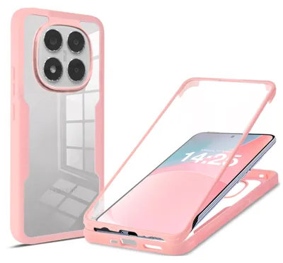 Produktbild von 360 Grad Rundum Schutz Handyhülle für Xiaomi Redmi Note 14 Pro 5G / Pro+ 5G Full Cover Vollschutz Case Farbe: Rose
