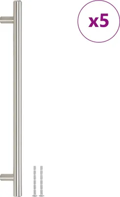Image de vidaXL Poignées de meubles 5 pcs. argent 224 mm acier inoxydable